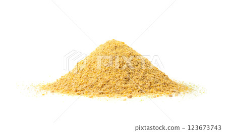 Ground fenugreek seeds, milled dry trigonella powder, spicy methi dana pounded grains 123673743