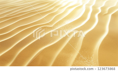 Close-up of sunlit sand dunes creating mesmerizing patterns and textures Close-up of sunlit sand dunes creating mesmerizing patterns and textures 123673868