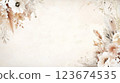 Elegant beige floral frame creating a serene backdrop 123674535