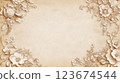 Floral bas-relief framing empty parchment background for wedding invitation 123674544