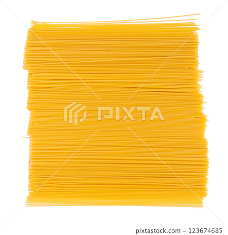Raw spaghetti isolated, dry spagetti, long wheat noodles, uncooked italian macaroni bundle Raw spaghetti isolated, dry spagetti, long wheat noodles, uncooked italian macaroni bundle 123674685