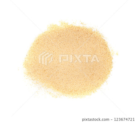 Garlic powder pile isolated, dried granulated chopped crushed garlic on white background 123674721