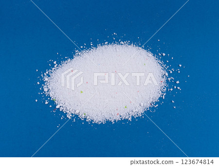 Laundry detergent pile, washing soap powder texture 123674814