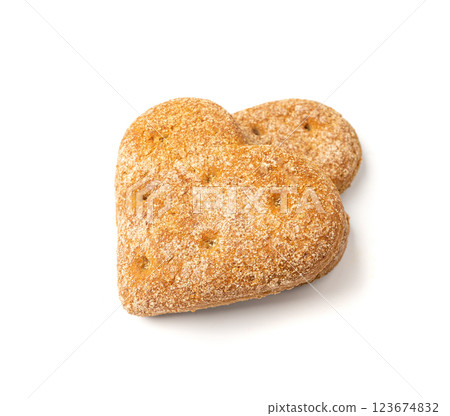 Oatmeal Bun in the Shape of a Heart Isolated, Gluten Free Flat Finnish Bread Roll 123674832