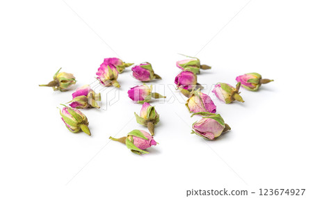 Dry Rose Buds, Roses Petals for Pink Flower Tea, Dried Persian Rosebuds, Rose Buds Textured Flowers 123674927