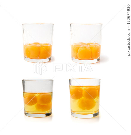 Broken Egg in Glass Isolated, Raw Yolk and White, 123674930