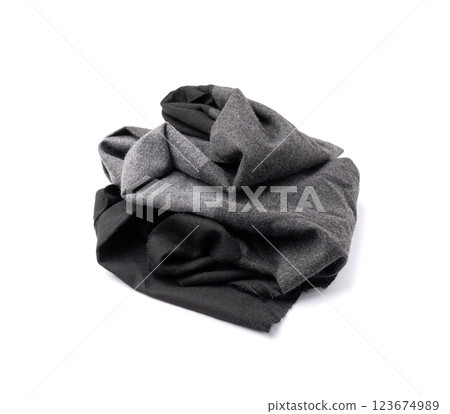 Scarf Isolated, Warm Gray Neckerchief, Autumn Shawl, Single Wool Scarf on White Background Scarf Isolated, Warm Gray Neckerchief, Autumn Shawl, Single Wool Scarf on White Background 123674989