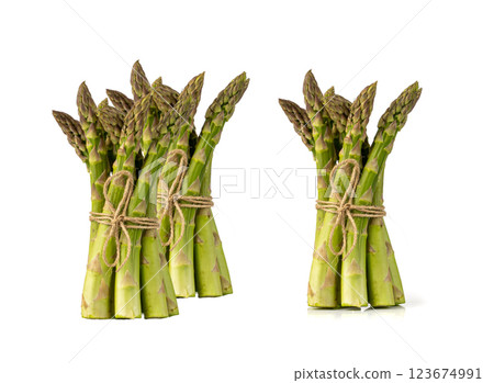 Raw Garden Asparagus, Fresh Green Spring Vegetables, Asparagus Officinalis Edible Sprouts 123674991