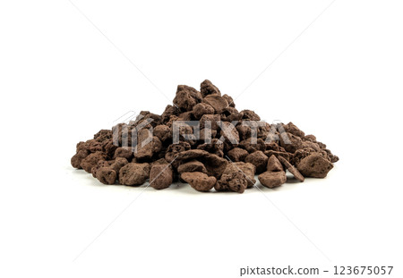 Volcano Stone Isolated, Red Volcanic Pumice, a Cold Piece of Lava, Basalt Extrusive Igneous Rock 123675057