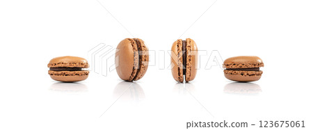 Chocolate Cake Isolated, Macaroon Cookie, Almond Meringue, Sweet Macaroons 123675061