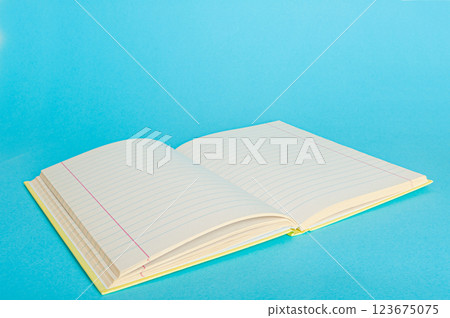 Copybook Mockup, Notebook on Office Desk with Copy Space for Text, Moleskin Template 123675075