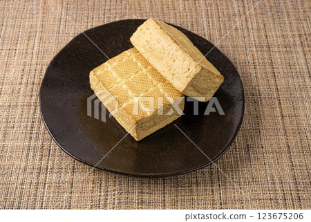 Tofu Cheese, Smoked Vegan Cheese Slice, Sliced Soya Bean Curd, Soy Protein or TSP 123675206