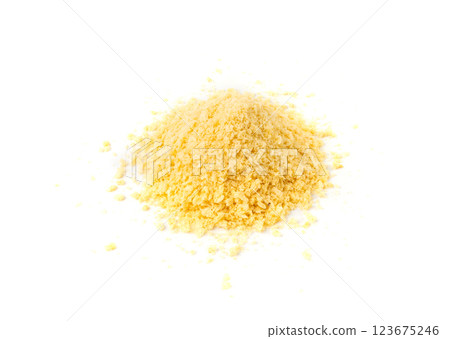 Bread crumbs isolated, scattered breadcrumbs, crushed rusk bread crumbs for nuggets, panko 123675246