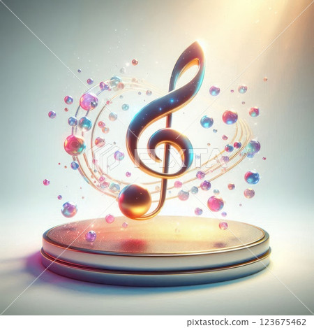 A soaring musical note in a magical glow. 123675462