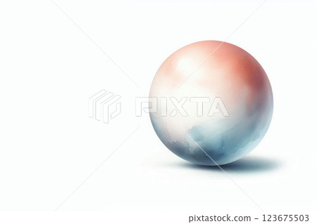 Watercolor ball with smooth gradient on white background. Space for text. 123675503