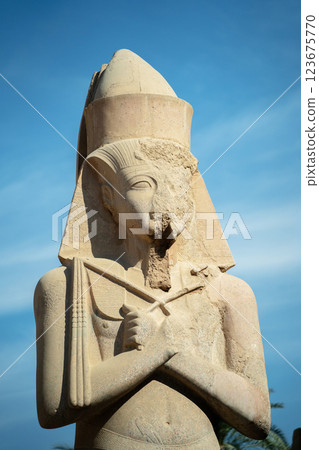 Egyptian ancient statue pharaoh in Karnak Egyptian ancient statue pharaoh in Karnak 123675770