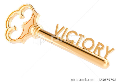 Key to Victory, concept with golden key. 3D rendering 123675798