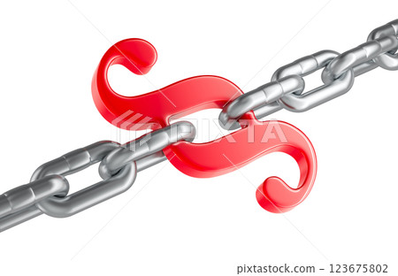 Paragraph as link of chain. Stability and protection in legislation, concept. 3D rendering Paragraph as link of chain. Stability and protection in legislation, concept. 3D rendering 123675802