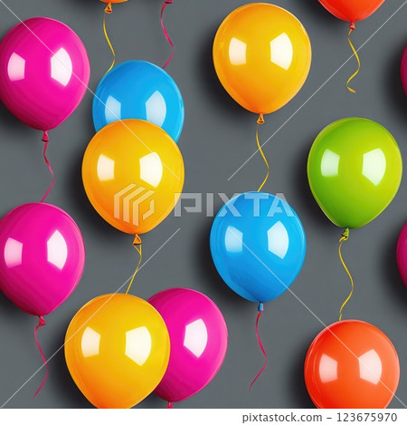 Many bright colorful balloons, seamless pattern 123675970