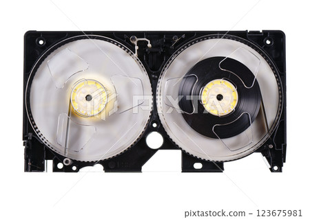 VHS video tape isolated on white background VHS video tape isolated on white background 123675981