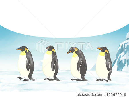 南極洲：企鵝排成一排，對話泡泡 2 123676048