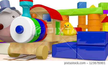 玩具火車和積木小鎮（有影片） 123676901