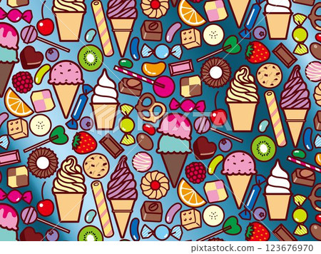Ice cream, sweets collection, pattern B 123676970