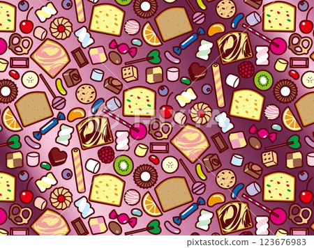 Bound cake, collection of sweets, pattern B 123676983
