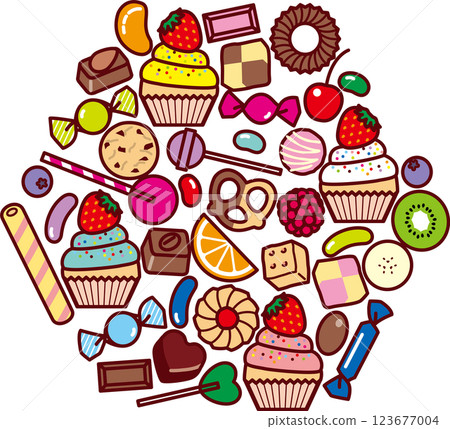 Cupcakes and sweets collection 123677004