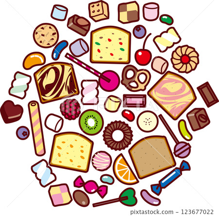 綁定蛋糕、 糖果集 綁定蛋糕、 糖果集 123677022