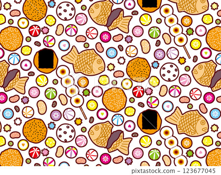 Collection of Japanese sweets, pattern 123677045