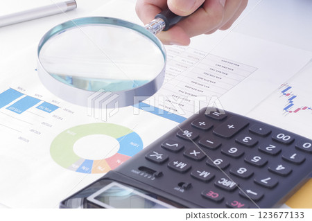 Image of examining corporate data Image of examining corporate data 123677133