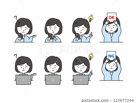 Smartphone PC problem solving illustration set 123677244