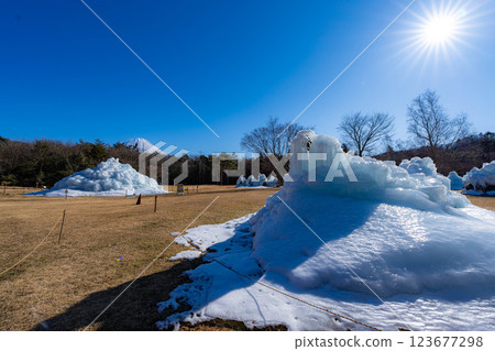 [Mt. Fuji material] Rime trees and scenery at the Lake Saiko Ice Festival [Yamanashi Prefecture] 123677298
