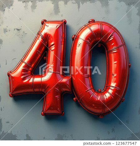 Red foil balloons spelling 40. 123677547