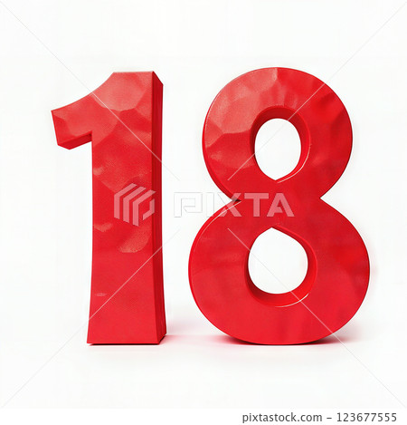 Red number 18. 123677555