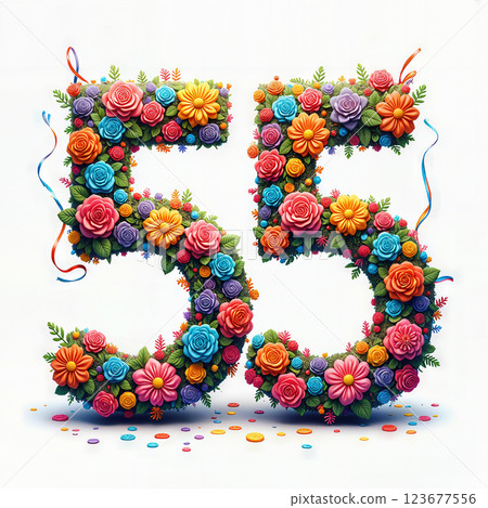 Colorful floral number 55. 123677556