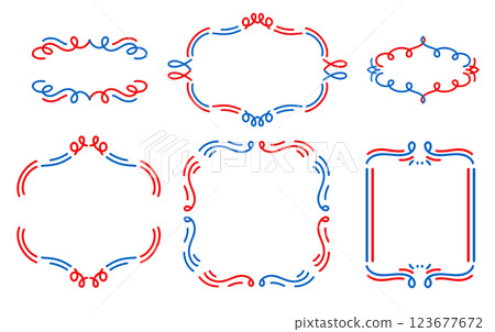 以2025年大阪世博會的形象色－紅藍為基調，搭配少女感十足的裝飾邊框和白色背板，時尚流行相框 123677672