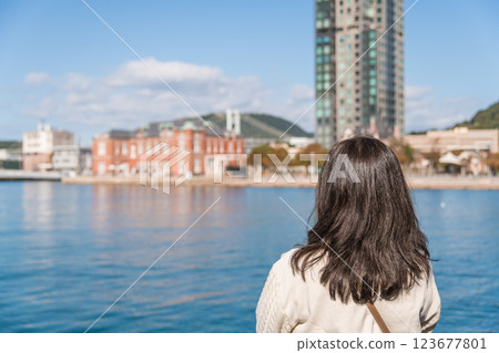 [Kitakyushu Mojiko Retro Mojiko Retro High Mart and a woman] 123677801