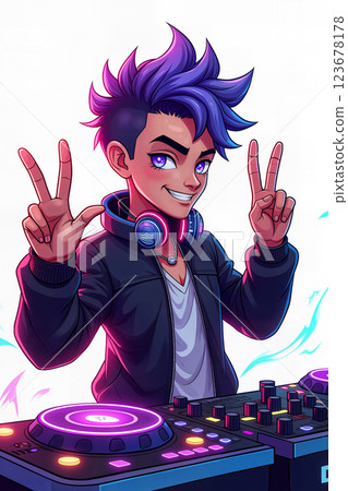 Dj mixing music on stage. Dj mixing music on stage. 123678178