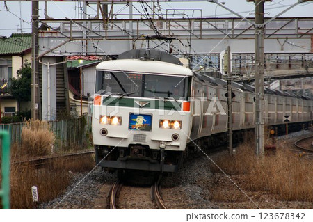 JNR limited express train approaching the end ... "Shonan Liner" 185 series JNR limited express train approaching the end ... "Shonan Liner" 185 series 123678342