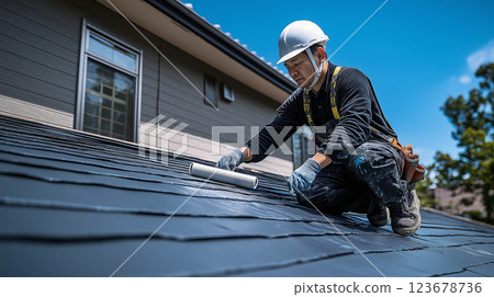Roof painting contractor 123678736