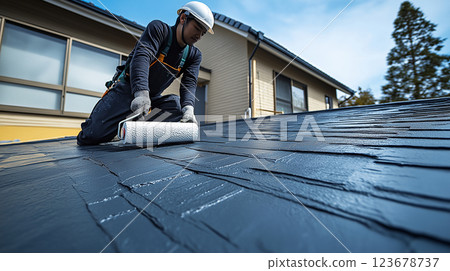 Roof painting contractor 123678737