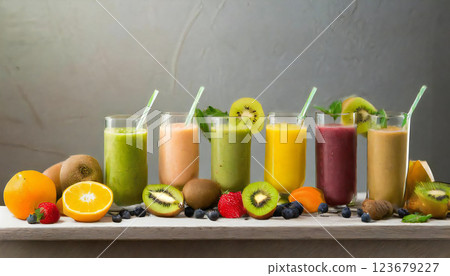 Colorful smoothie fruit 123679227