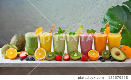 Colorful smoothie fruit 123679228