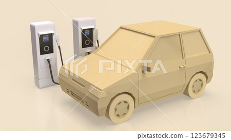 The EV Station and Car for Technology or Transportation concept 3d Rendering. 123679345