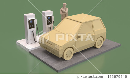 The EV Station and Car for Technology or Transportation concept 3d Rendering. 123679346