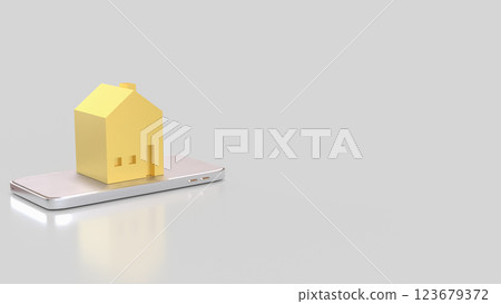 The House on mobile for property or real estate  concept 3d Rendering. 123679372