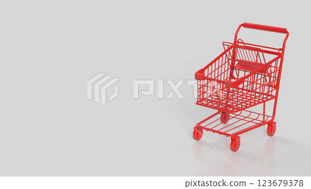 The Red Shopping cart for Business concept 3d Rendering. 123679378