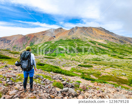 Climbing Mt. Ontake in summer: View of Mt. Kengamine from Sainokawara 123679528
